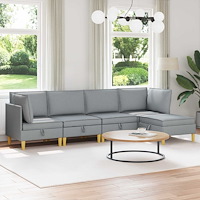 vidaXL Modulsoffor med förvaring 5 pcs Ljusgrå Tyg