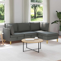 vidaXL Modulsoffor med förvaring 4 pcs Mörkgrå Tyg
