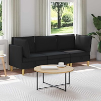 vidaXL Modulsoffor med förvaring 3 pcs Svart Tyg