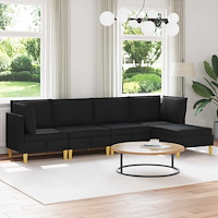 vidaXL Modulsoffor med förvaring 5 pcs Svart Tyg