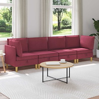 vidaXL Modulsoffor med förvaring 4 pcs Vinröd Tyg