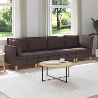 vidaXL Modulsoffor med förvaring 4 pcs Mörkbrun Tyg