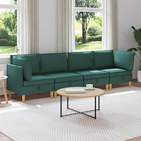 vidaXL Modulsoffor med förvaring 4 pcs Mörkgrön Tyg