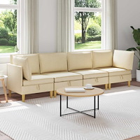 vidaXL Modulsoffor med förvaring 4 pcs Gräddvit Tyg