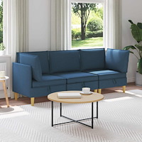 vidaXL Modulsoffor med förvaring 3 pcs Blå Tyg