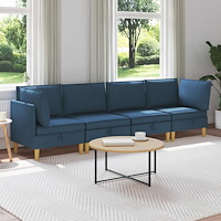 vidaXL Modulsoffor med förvaring 4 pcs Blå Tyg