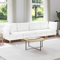vidaXL Modulsoffor med förvaring 4 pcs Vit Tyg