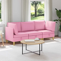 vidaXL Modulsoffor med förvaring 3 pcs Rosa Tyg