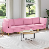 vidaXL Modulsoffor med förvaring 4 pcs Rosa Tyg