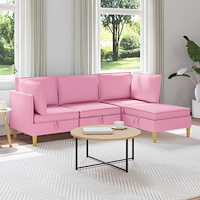 vidaXL Modulsoffor med förvaring 4 pcs Rosa Tyg