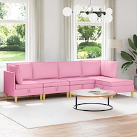 vidaXL Modulsoffor med förvaring 5 pcs Rosa Tyg