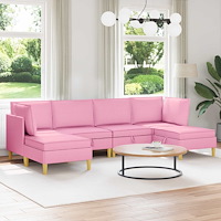 vidaXL Modulsoffor med förvaring 6 pcs Rosa Tyg