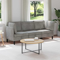 vidaXL Möbelset för vardagsrummet med kudde 3 pcs Ljusgrå Sammet
