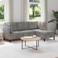 vidaXL Möbelset för vardagsrummet med kudde 4 pcs Ljusgrå Sammet