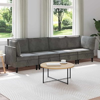 vidaXL Möbelset för vardagsrummet med kudde 4 pcs Mörkgrå Sammet