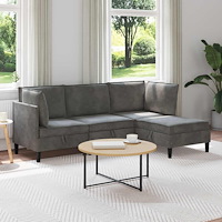 vidaXL Möbelset för vardagsrummet med kudde 4 pcs Mörkgrå Sammet