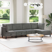 vidaXL Möbelset för vardagsrummet med kudde 5 pcs Mörkgrå Sammet