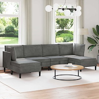 vidaXL Möbelset för vardagsrummet med kudde 6 pcs Mörkgrå Sammet