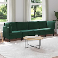 vidaXL Möbelset för vardagsrummet med kudde 4 pcs Mörkgrön Sammet