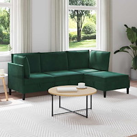 vidaXL Möbelset för vardagsrummet med kudde 4 pcs Mörkgrön Sammet