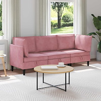 vidaXL Möbelset för vardagsrummet med kudde 3 pcs Rosa Sammet