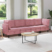 vidaXL Möbelset för vardagsrummet med kudde 4 pcs Rosa Sammet