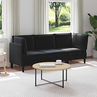 vidaXL Möbelset för vardagsrummet med kudde 3 pcs Svart Sammet