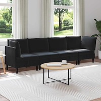 vidaXL Möbelset för vardagsrummet med kudde 4 pcs Svart Sammet