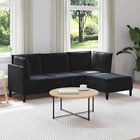 vidaXL Möbelset för vardagsrummet med kudde 4 pcs Svart Sammet