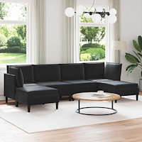 vidaXL Möbelset för vardagsrummet med kudde 6 pcs Svart Sammet
