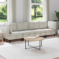 vidaXL Möbelset för vardagsrummet med kudde 4 pcs Gräddvit Sammet