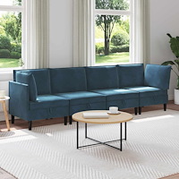 vidaXL Möbelset för vardagsrummet med kudde 4 pcs Blå Sammet