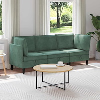 vidaXL Möbelset för vardagsrummet med kudde 3 pcs Havgrön Sammet