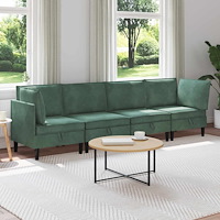 vidaXL Möbelset för vardagsrummet med kudde 4 pcs Havgrön Sammet