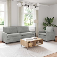 vidaXL Soffset 2 pcs Ljusgrå Sammet