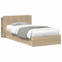 vidaXL Sängram med förvaring Sonoma-ek 90 x 190 cm Konstruerat trä
