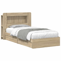 vidaXL Sängram med förvaring Sonoma-ek 90 x 200 cm Konstruerat trä