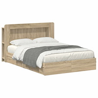 vidaXL Sängram med förvaring Sonoma-ek 150 x 200 cm Konstruerat trä