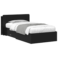vidaXL Sängram med förvaring Svart 75 x 190 cm Konstruerat trä
