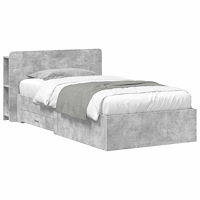vidaXL Sängram med förvaring Betonggrå 75 x 190 cm Konstruerat trä