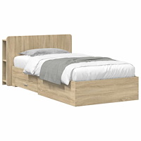 vidaXL Sängram med förvaring Sonoma-ek 75 x 190 cm Konstruerat trä
