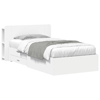 vidaXL Sängram med förvaring Vit 80 x 200 cm Konstruerat trä