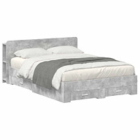 vidaXL Sängram med förvaring Betonggrå 160 x 200 cm Konstruerat trä