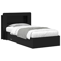 vidaXL Sängram med förvaring Svart 75 x 190 cm Konstruerat trä