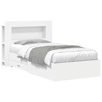 vidaXL Sängram med förvaring Vit 80 x 200 cm Konstruerat trä