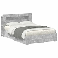 vidaXL Sängram med förvaring Betonggrå 150 x 200 cm Konstruerat trä