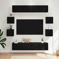 vidaXL TV-bänkset 8 pcs 80 x 30 x 30 cm Svart ek Konstruerat trä