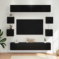 vidaXL TV-bänkset 10 pcs 180 x 30 x 30 cm Svart ek Konstruerat trä