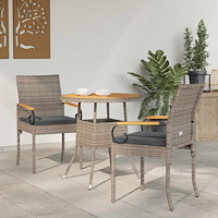 vidaXL Trädgårdsstolar 2 pcs Grå och mörkgrå Poly Rattan och Akacia