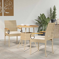 vidaXL Trädgårdsstolar 2 pcs Beige och krämvit Poly Rattan och Akacia